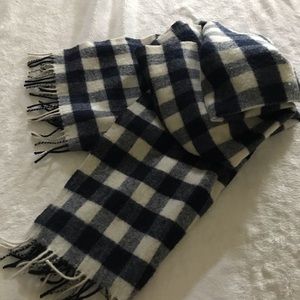 J Crew Buffalo check wool navy/ivory scarf